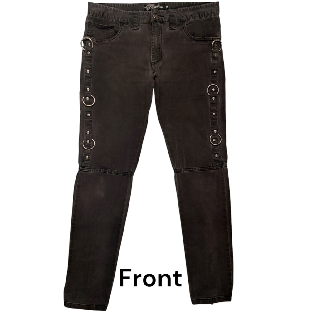 Vintage Lip Service O Ring Zipper Detail Men's Skinny Jean Goth Rave Punk